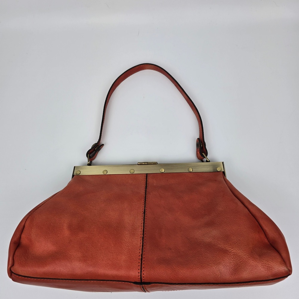 Patricia Nash Floral Leather Frame Clutch Orange Ferraro Handbag Elegant - Picture 4 of 12